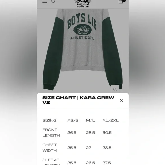 Boys Lie Athletics Kara Crewneck Sweatshirt Vintage Graphic M L